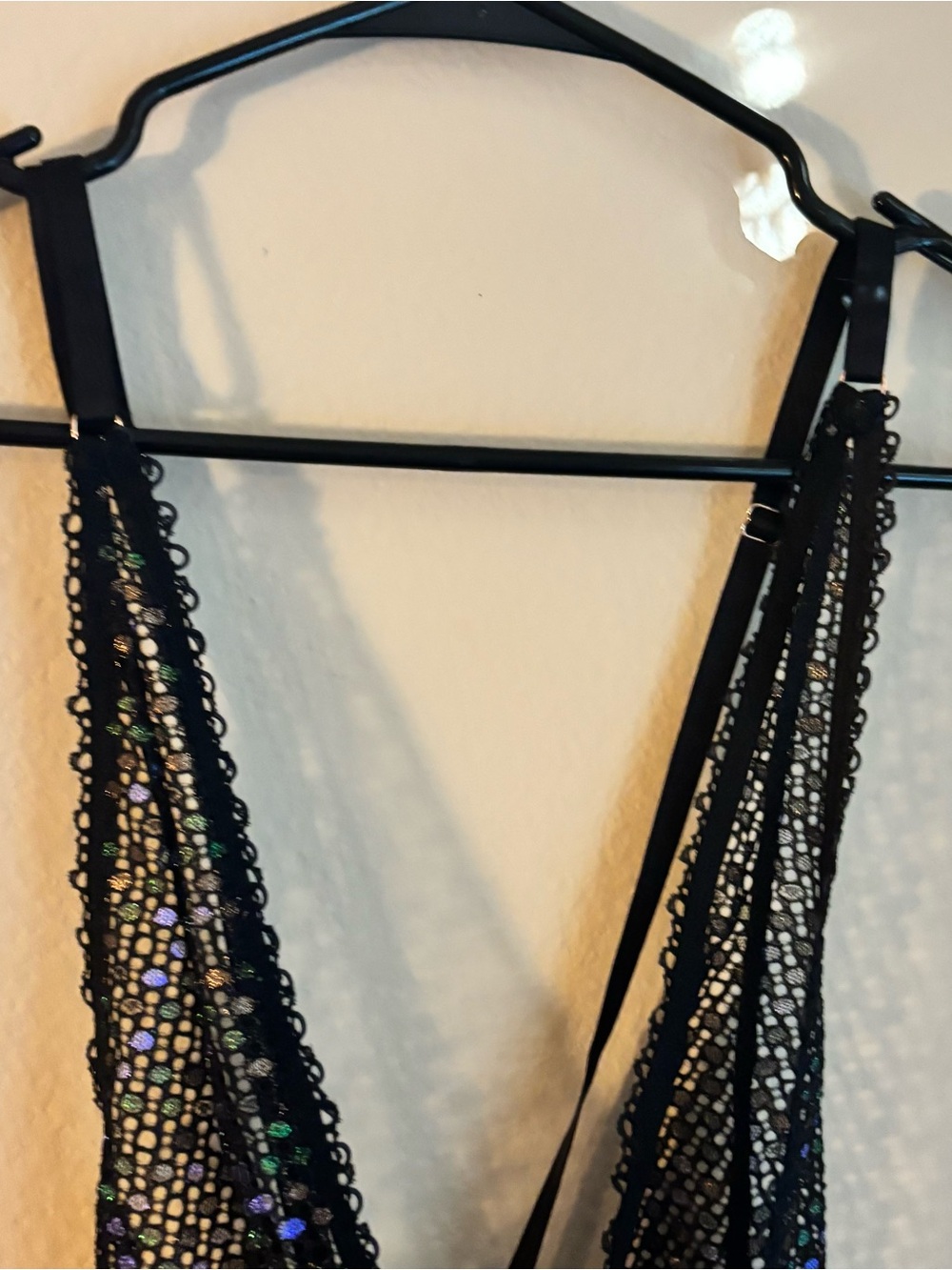 NWT Savage X Fenty Rihanna Black Metallic Lace-Up Teddy Large - Picture 6 of 12